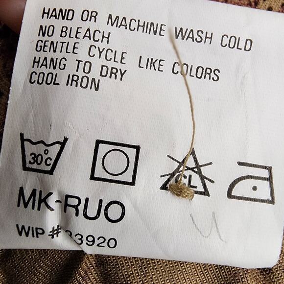 Woolrich Womens Long Maxi Skirt Medium Camel Purple Paisley Rayon Button Front - Picture 7 of 10